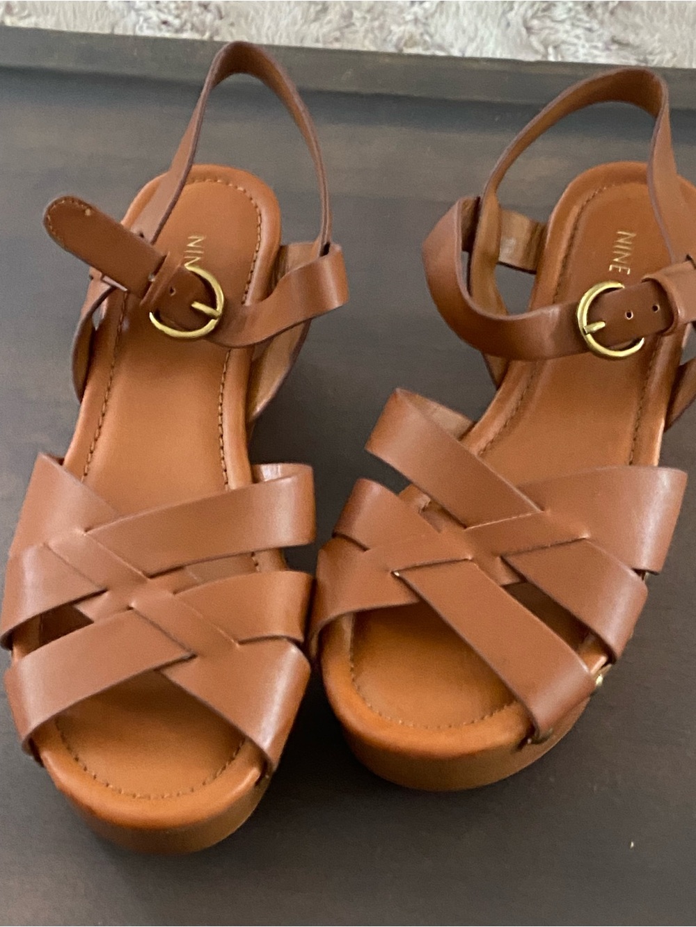 Nine West Brown Annah Platform Wedge Sandals - Picture 8 of 8